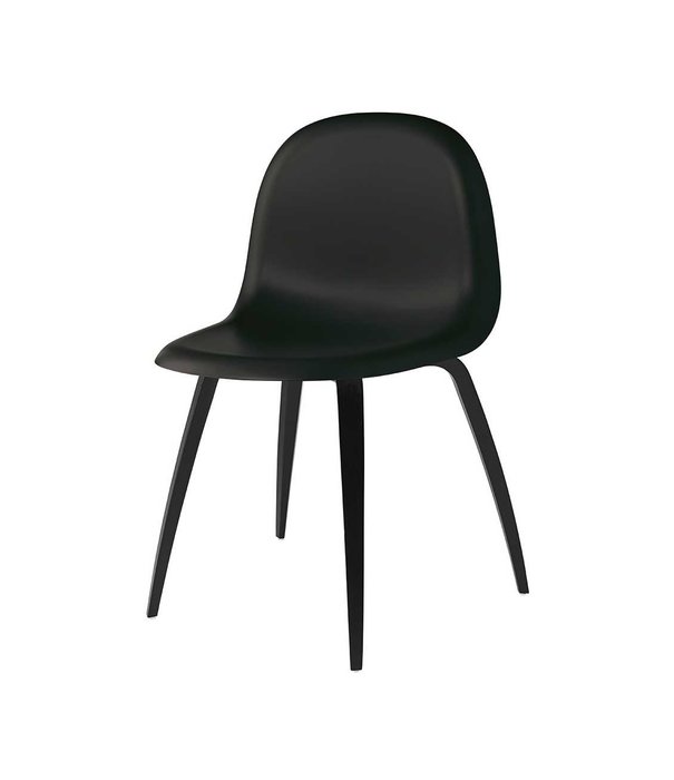 Gubi  Gubi - 3D dining chair black plastic shell - base black beech