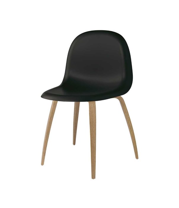 Gubi  Gubi - 3D dining chair black plastic shell - oak wood base