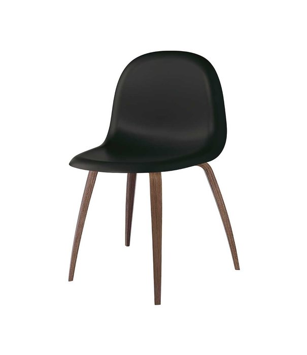 Gubi  Gubi - 3D dining chair black plastic shell - walnut wood base