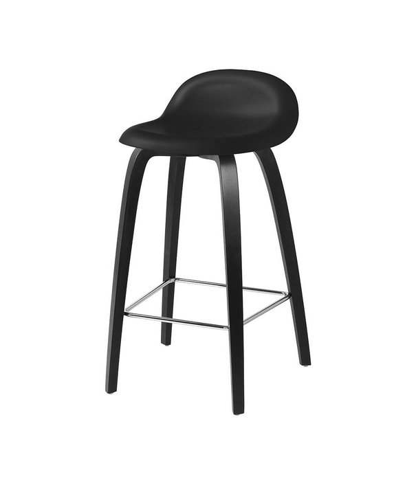 Gubi  Gubi - 3D bar stool black - black beech wood base