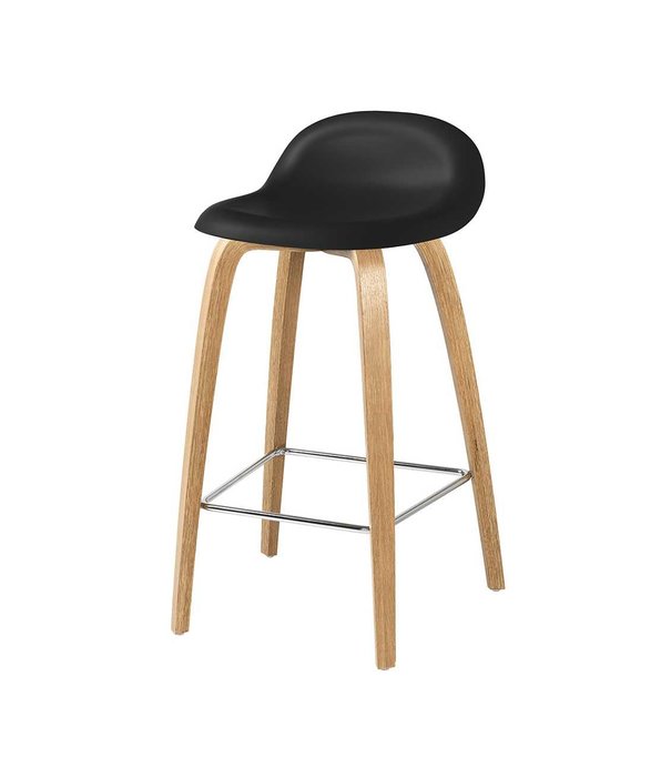 Gubi  Gubi - 3D counter stool plastic shell - oak wood base H65