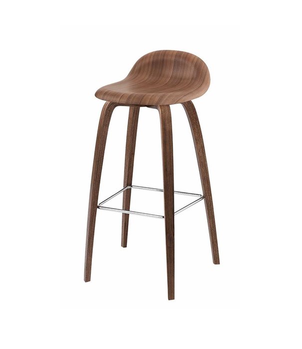 Gubi  Gubi - 3D counter stool black plastic shell - walnut base H65