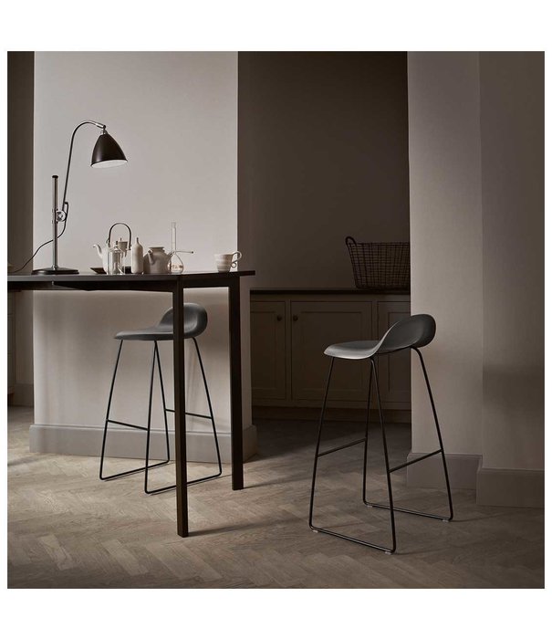 Gubi  Gubi 3D Bar Stool black plastic shell, black sled base 75cm
