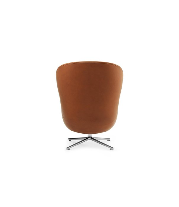 Normann Copenhagen  Normann Copenhagen - Hyg lounge stoel hoog - alum. swivel en gaslift - cognac leer