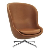 Hyg lounge stoel hoog - alum. swivel en gaslift - cognac leer
