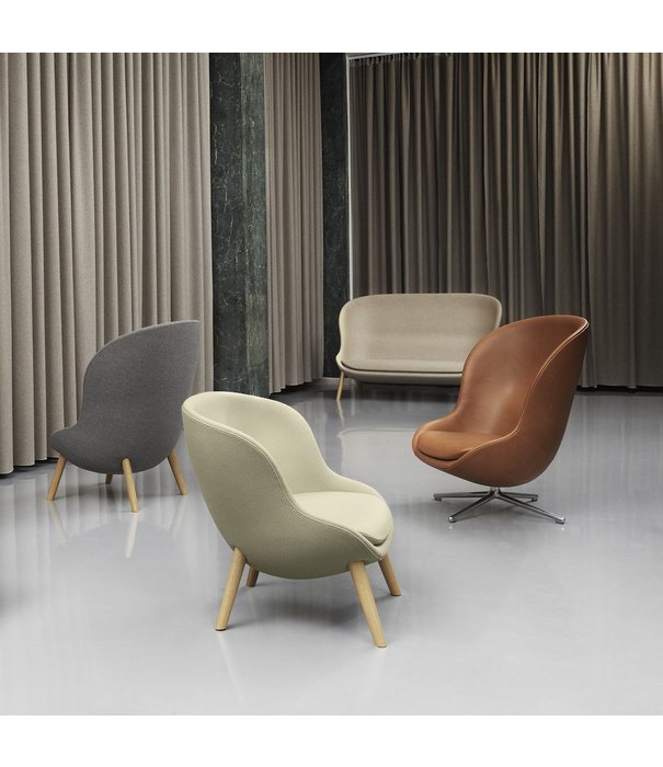 Normann Copenhagen  Normann Copenhagen - Hyg lounge chair high - alum. swivel and gas lift - cognac leather