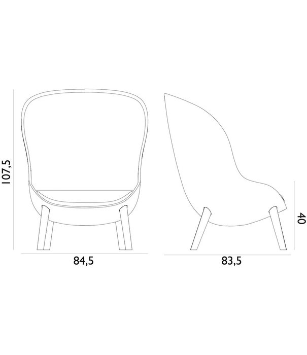 Normann Copenhagen  Normann Copenhagen - Hyg lounge stoel hoog - eiken poten