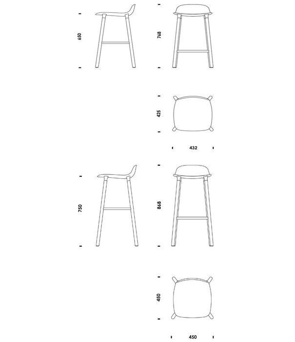 Normann Copenhagen  Normann Copenhagen - Form barstool low base brass 65 cm.