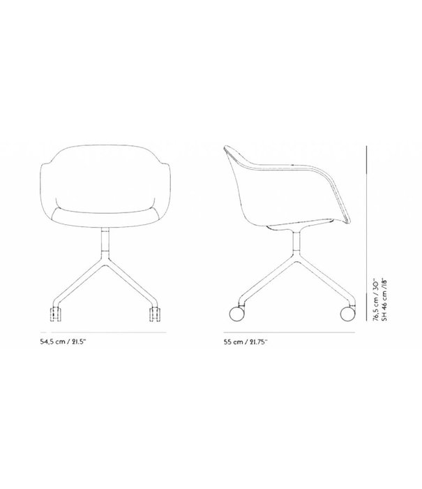 Muuto  Muuto  Fiber Armchair swivel with castors