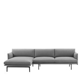 Outline Sofa with Chaise Longue, black base