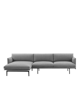 Outline Bank met Chaise Longue, zwart onderstel