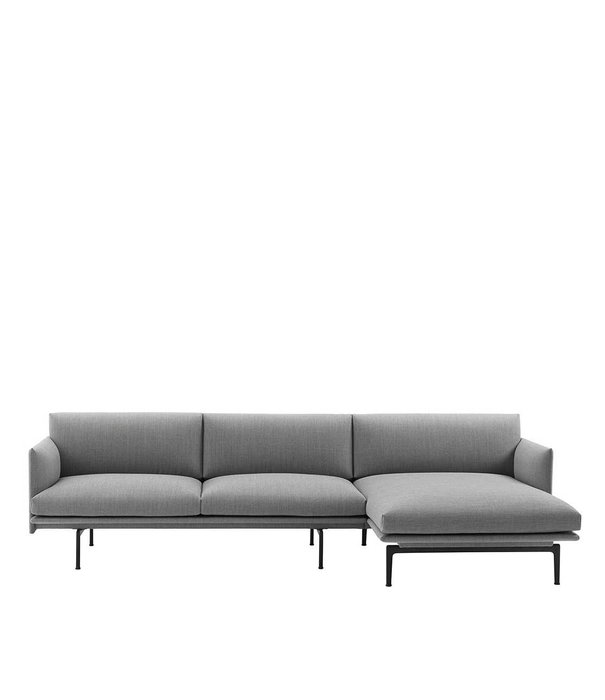 Muuto Outline Bank met Chaise Longue, zwart onderstel