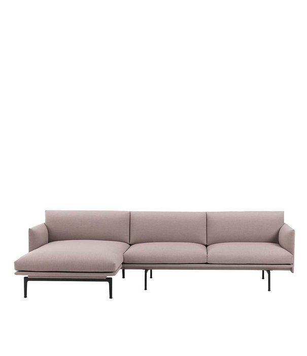 Muuto Outline Bank met Chaise Longue, zwart onderstel