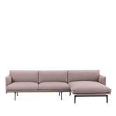 Outline Bank met Chaise Longue, zwart onderstel