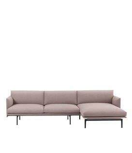 Outline Bank met Chaise Longue, zwart onderstel
