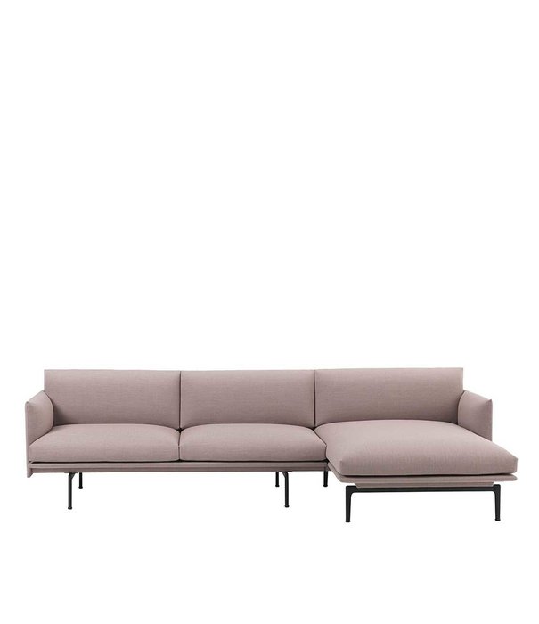 Muuto Outline Bank met Chaise Longue, zwart onderstel