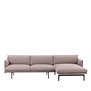 Outline Sofa with Chaise Longue, black base