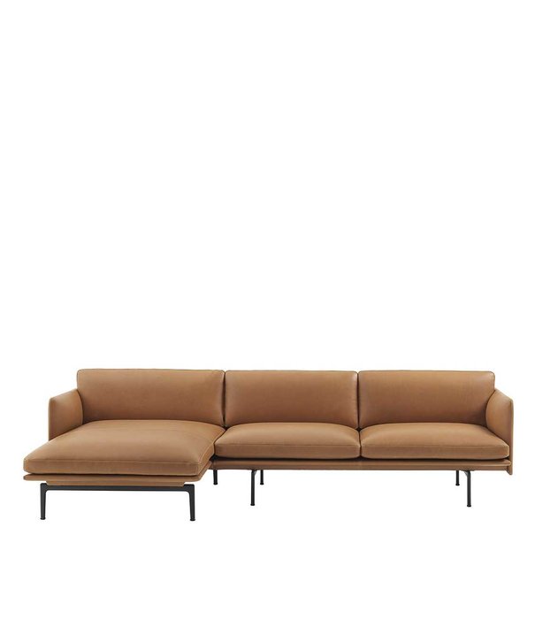 Muuto Outline Bank met Chaise Longue, zwart onderstel