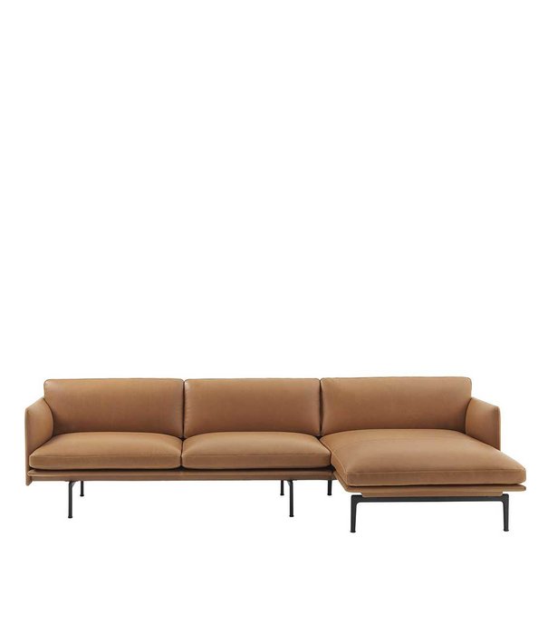 Muuto Outline Bank met Chaise Longue, zwart onderstel