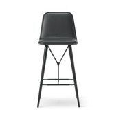 Fredericia - Spine Wood bar stool front leather upholstered