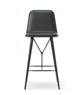 Spine Wood Barkruk voorkant Max 98 zwart leer