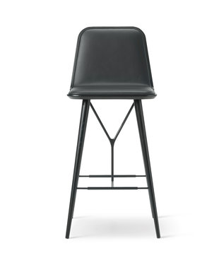 Spine Wood Barkruk voorkant Max 98 zwart leer