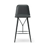 Fredericia - Spine Wood bar stool front leather upholstered