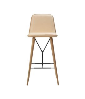 Spine Wood Barkruk, voorkant leer