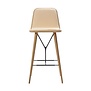 Fredericia - Spine Wood barkruk - voorkant leer bekleding