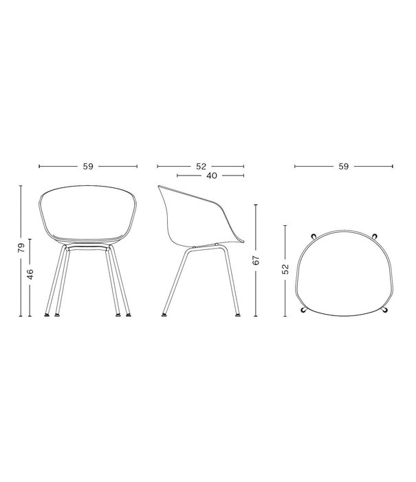 Hay  Hay - AAC 26 chair front upholstered - tube base