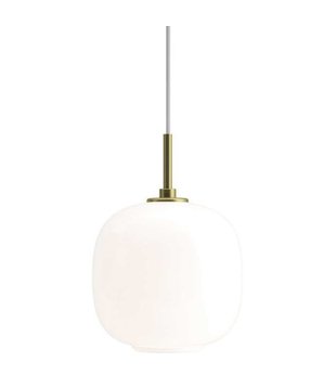 VL45 Radiohus Hanglamp messing, glossy wit opaal