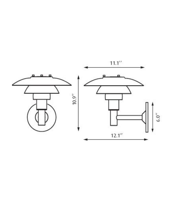 Louis Poulsen  Louis Poulsen - Ph 3-2 1/2 outdoor wall lamp