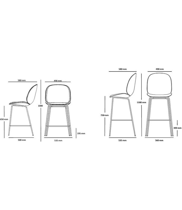 Gubi  Gubi Beetle Counter Barkruk, conic voet  zwart