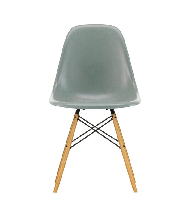 Vitra  Vitra Eames Fiberglass Stoel DSW,  esdoorn goud onderstel