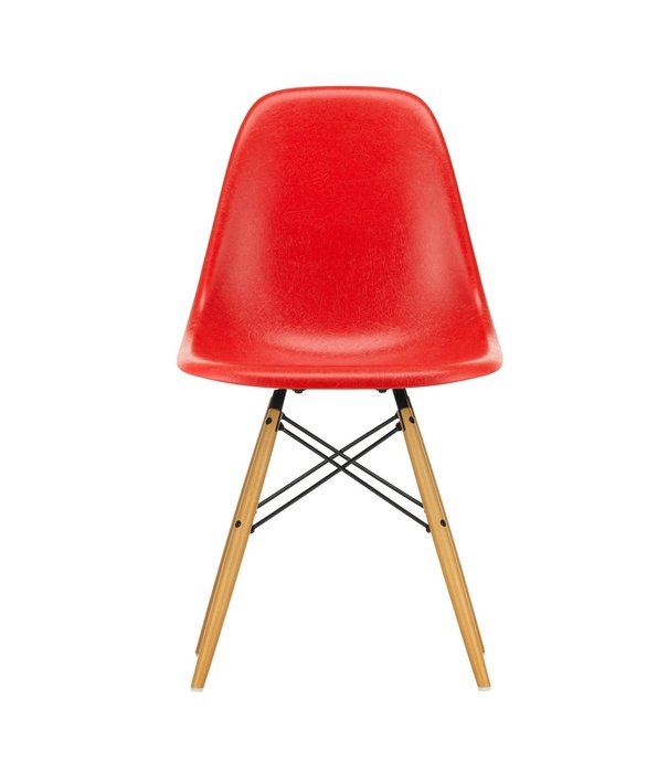 Vitra  Vitra Eames Fiberglass Stoel DSW,  esdoorn goud onderstel