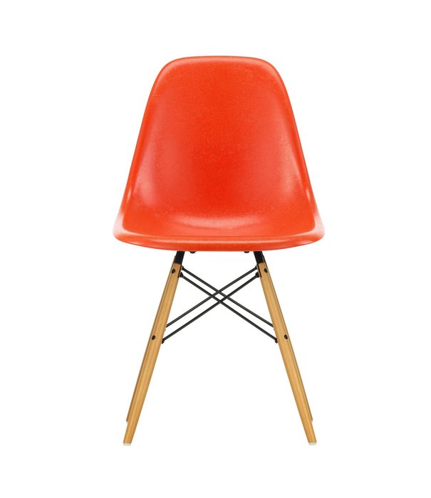 Vitra  Vitra Eames Fiberglass Stoel DSW,  esdoorn goud onderstel