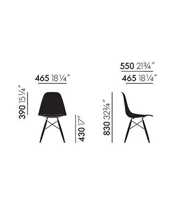 Vitra  Fiberglass Stoel DSW,  esdoorn goud onderstel