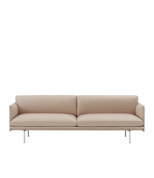 Muuto Outline 3-zits Bank, voet gepolijst aluminium