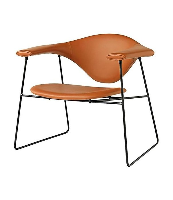 Gubi  Masculo Lounge Stoel leer, basis slede voet