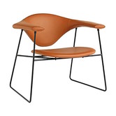 Masculo Lounge Stoel leer, basis slede voet