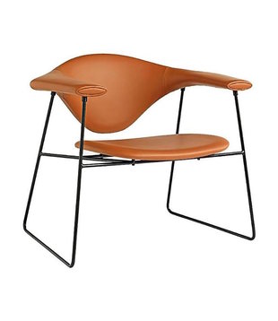 Masculo Lounge Chair cognac Dunes leather,  black sled base