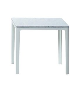Vitra Plate Coffee Table Carrara marble, white frame 41 x 41