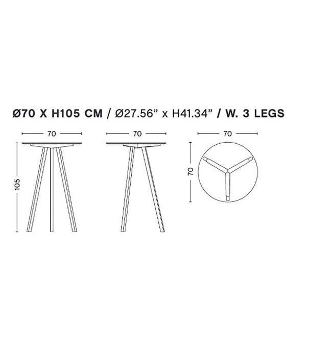 Hay  Hay - CPH 20 bar table high oak Ø70/ H105 cm.