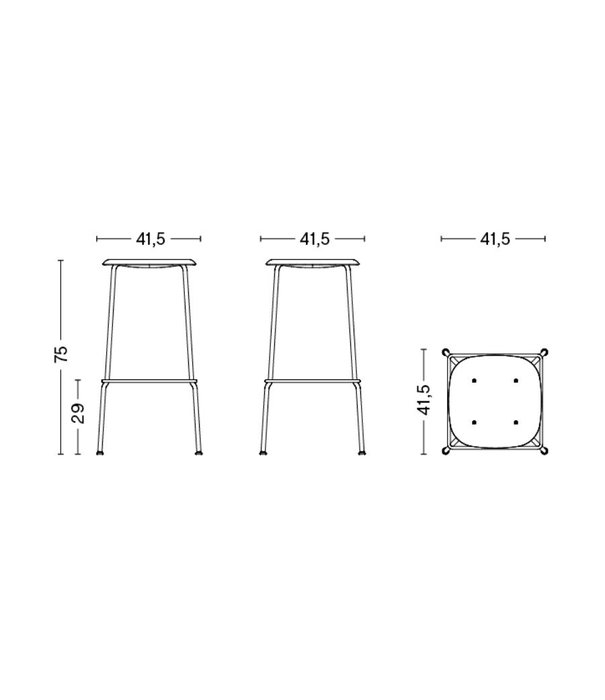 Hay  Hay - Soft Edge 80 high barkruk, chroom poten