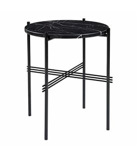 Gubi - TS side table round marble, black base Ø40