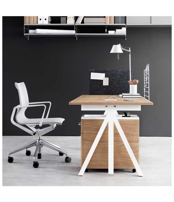 String  Furniture String Works Desk height adjustable, white laminate / white