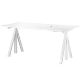 String Works Desk height adjustable, white laminate / white