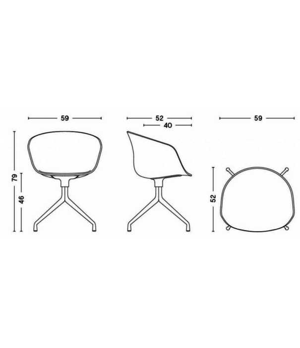 Hay  AAC 21 Soft Stoel aluminium swivel 4 star voet