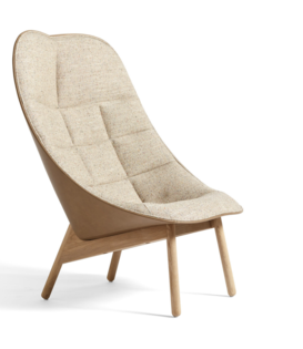 Uchiwa Quilted Lounge Chair front Bolgheri, nougat leather