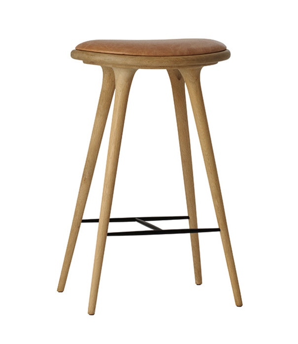 Mater Design  Mater Design - High Stool soaped oak - natural leather 74 cm.